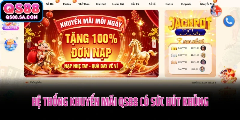 Hệ thống khuyến mãi QS88 có sức hút cực khủng Hệ thống khuyến mãi QS88 có sức hút cực khủng